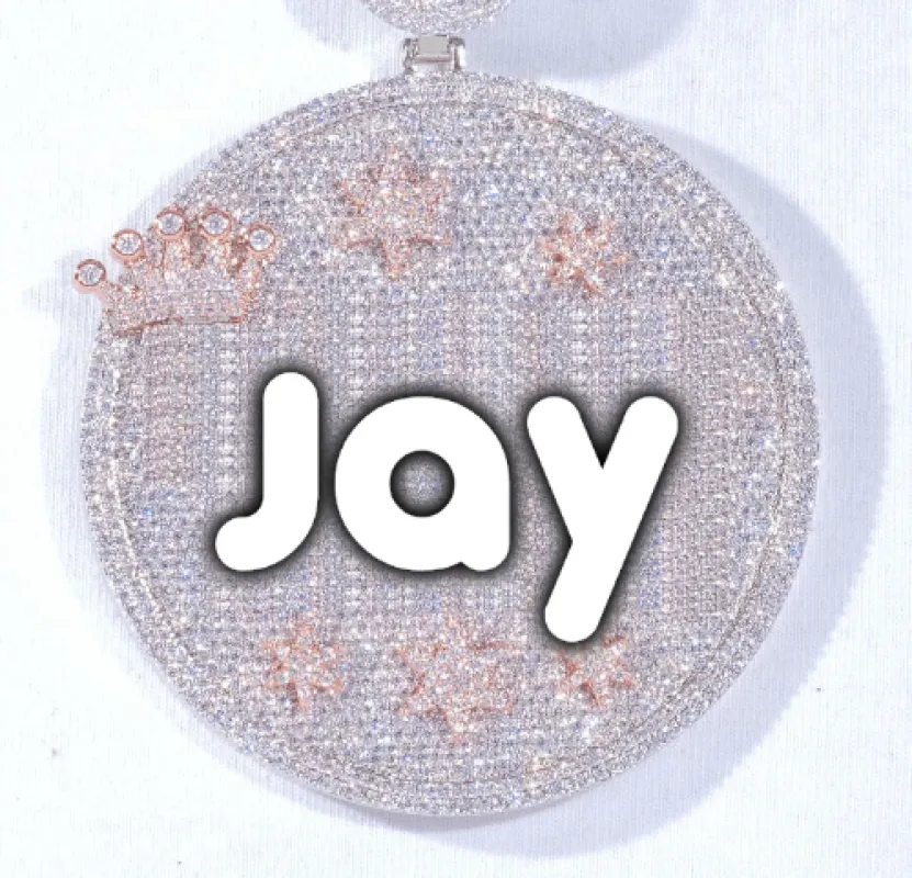CUSTOM LETTER NECKLACE 3D BIG CROWN DISC made by The GUU Shop