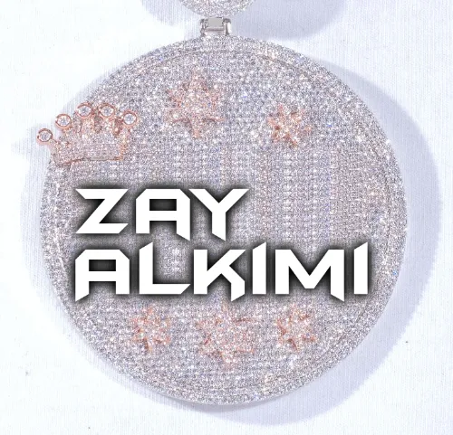 CUSTOM LETTER NECKLACE 3D BIG CROWN DISC sold by The GUU Shop