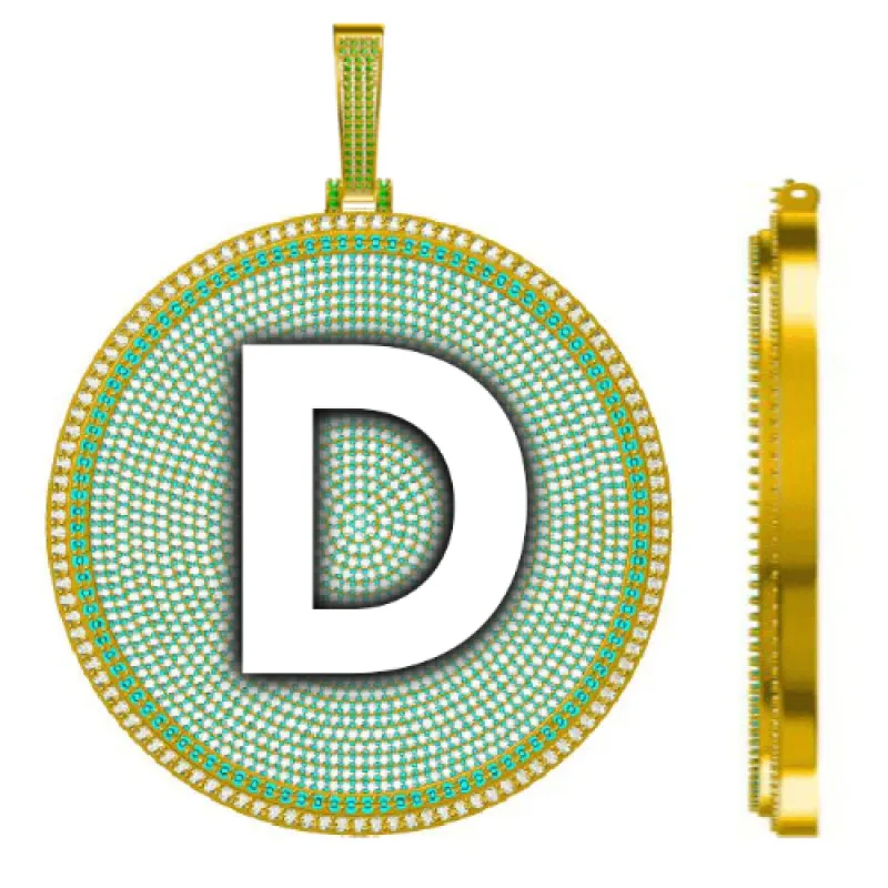 CUSTOM LETTER NECKLACE 3D BIG DISC made by The GUU Shop