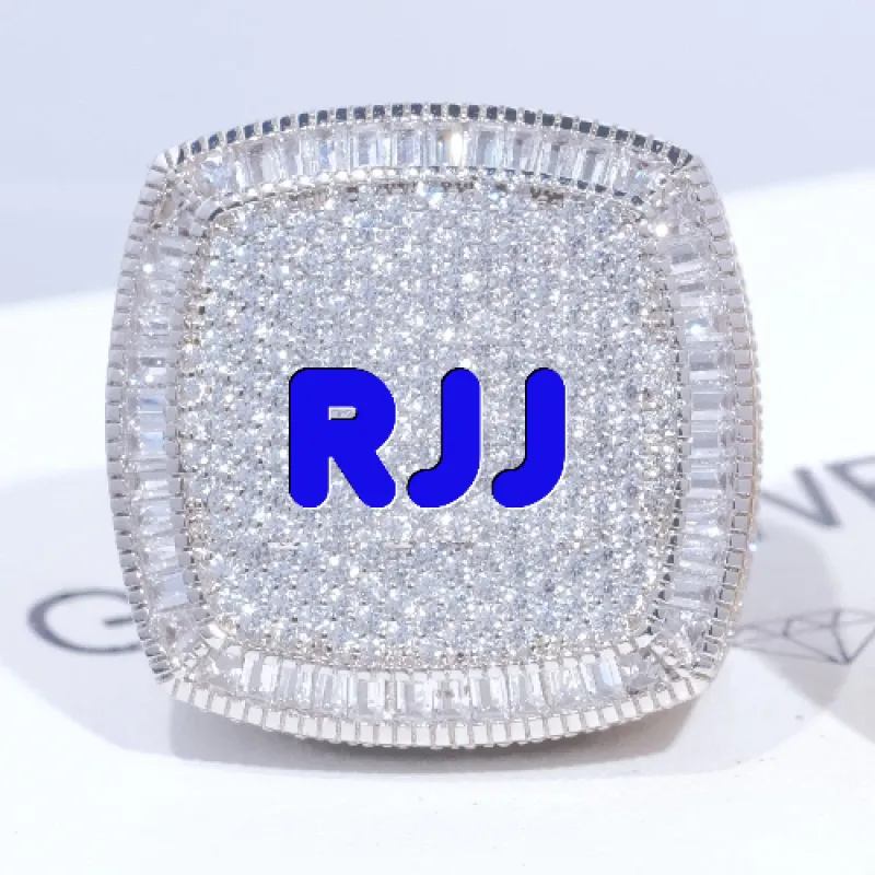 CUSTOM LETTER 3D ICED RING made by The GUU Shop