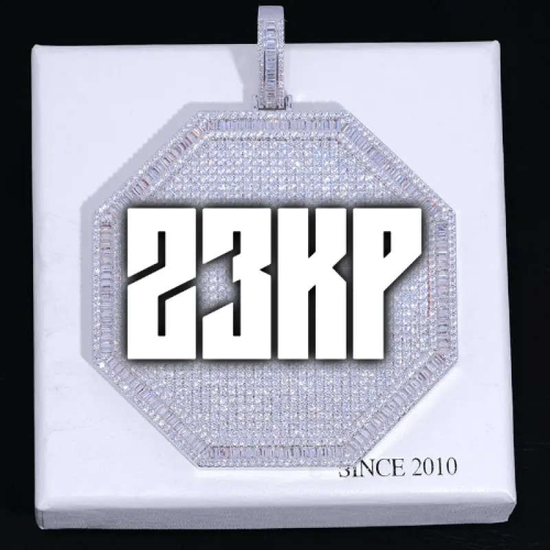 CUSTOM LETTER NECKLACE 3D BIG OCTAGON made by The GUU Shop