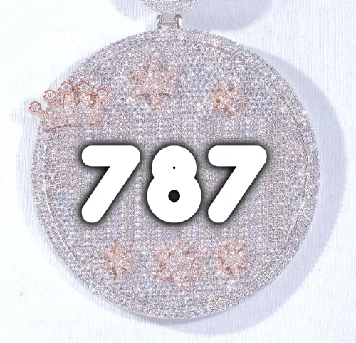 CUSTOM LETTER NECKLACE 3D BIG CROWN DISC sold by The GUU Shop