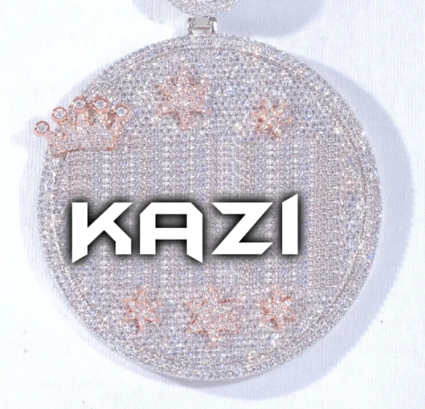 CUSTOM LETTER NECKLACE 3D BIG CROWN DISC made by The GUU Shop