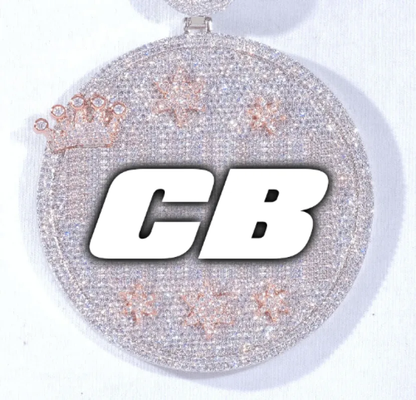 CUSTOM LETTER NECKLACE 3D BIG CROWN DISC made by The GUU Shop