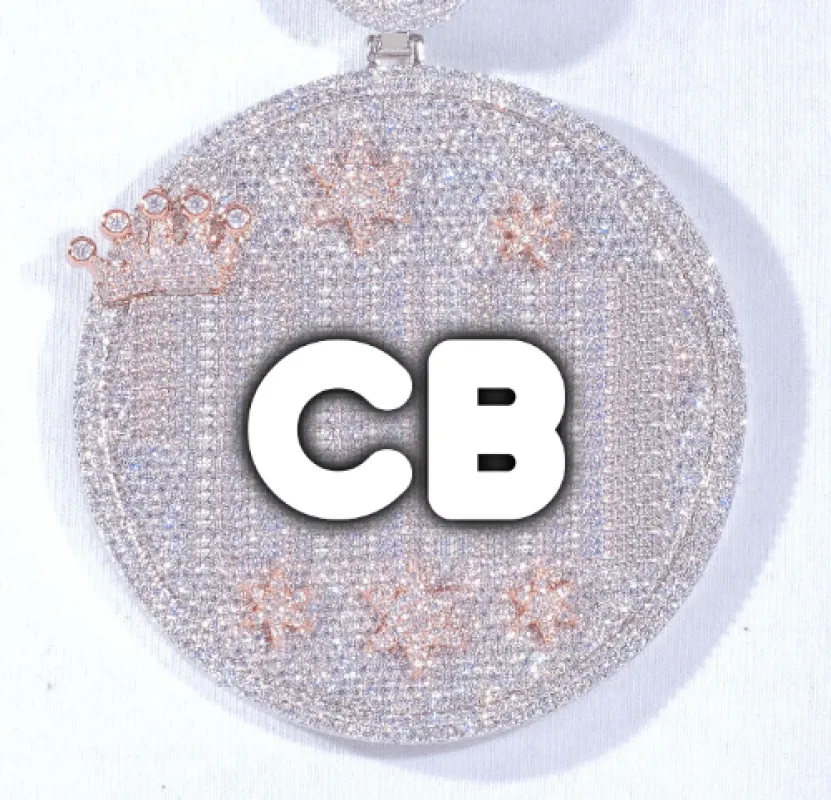 CUSTOM LETTER NECKLACE 3D BIG CROWN DISC made by The GUU Shop