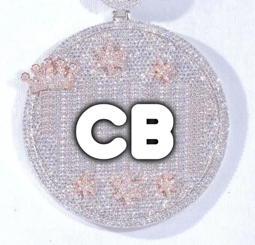 CUSTOM LETTER NECKLACE 3D BIG CROWN DISC sold by The GUU Shop