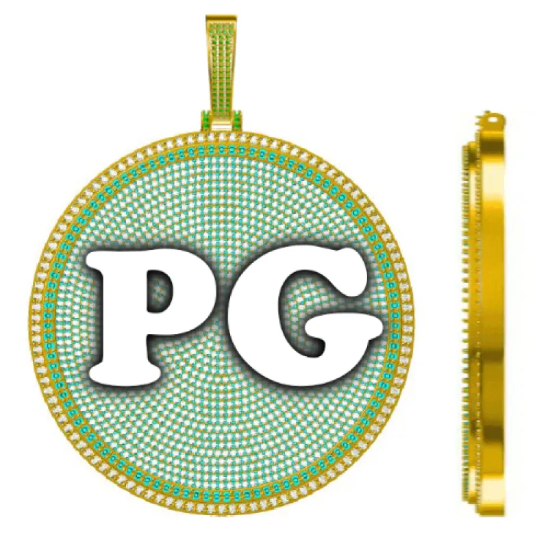 CUSTOM LETTER NECKLACE 3D BIG DISC made by The GUU Shop