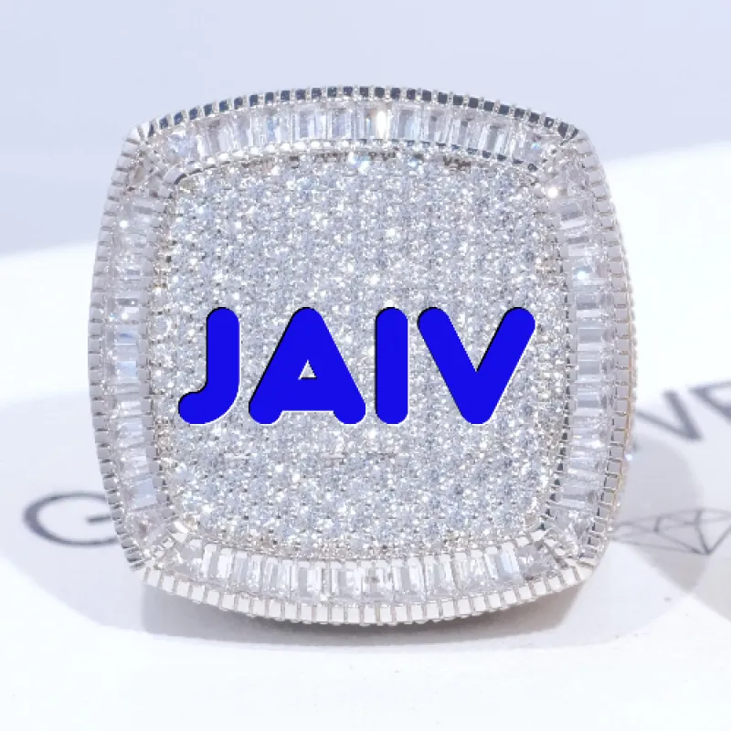 CUSTOM LETTER 3D ICED RING made by The GUU Shop