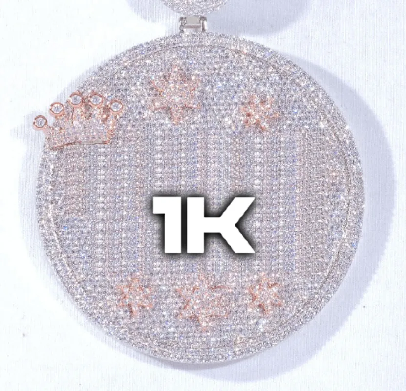 CUSTOM LETTER NECKLACE 3D BIG CROWN DISC made by The GUU Shop