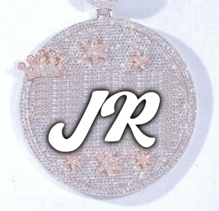 CUSTOM LETTER NECKLACE 3D BIG CROWN DISC made by The GUU Shop