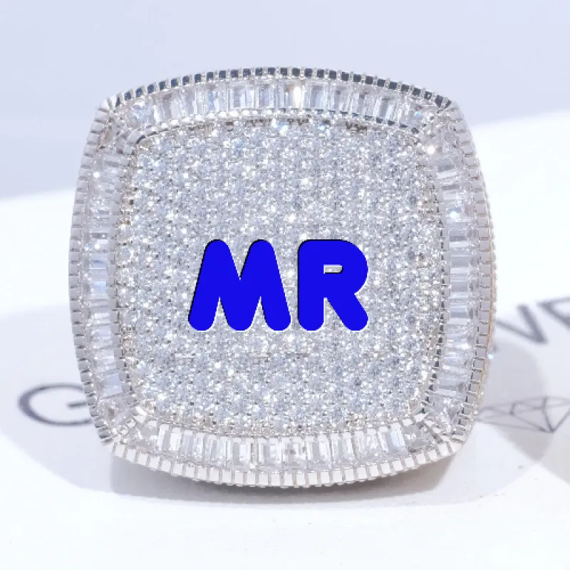 CUSTOM LETTER 3D ICED RING made by The GUU Shop