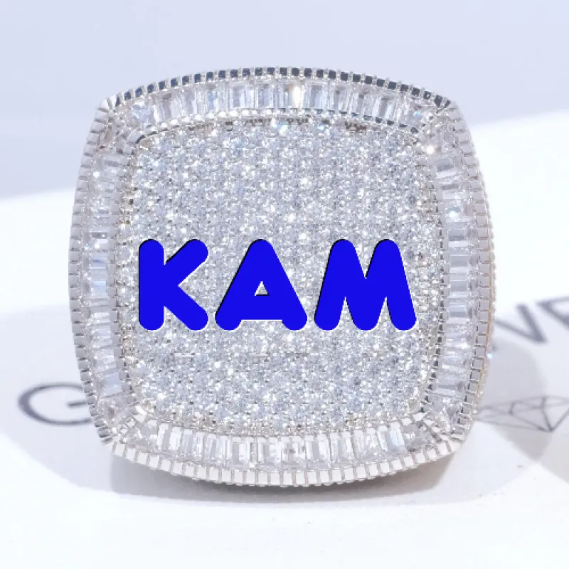 CUSTOM LETTER 3D ICED RING made by The GUU Shop