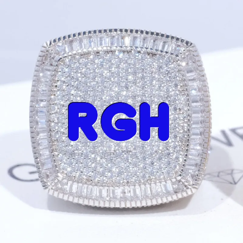 CUSTOM LETTER 3D ICED RING made by The GUU Shop