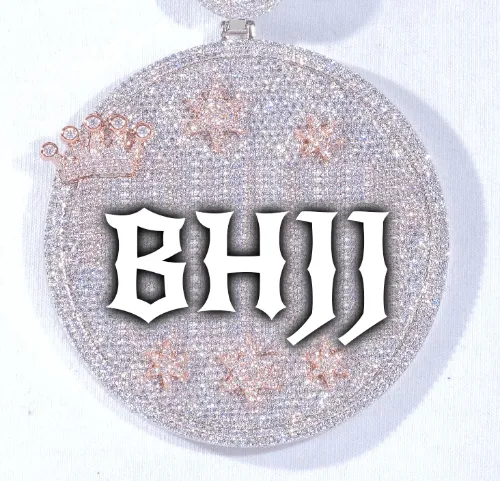 CUSTOM LETTER NECKLACE 3D BIG CROWN DISC sold by The GUU Shop