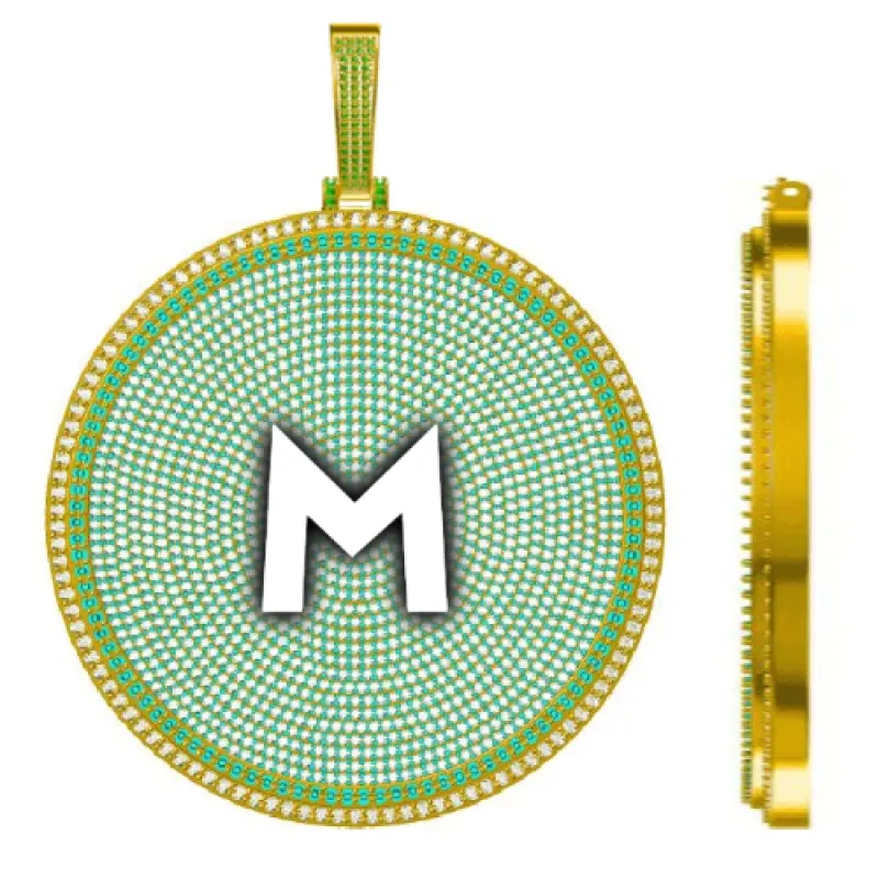 CUSTOM LETTER NECKLACE 3D BIG DISC made by The GUU Shop