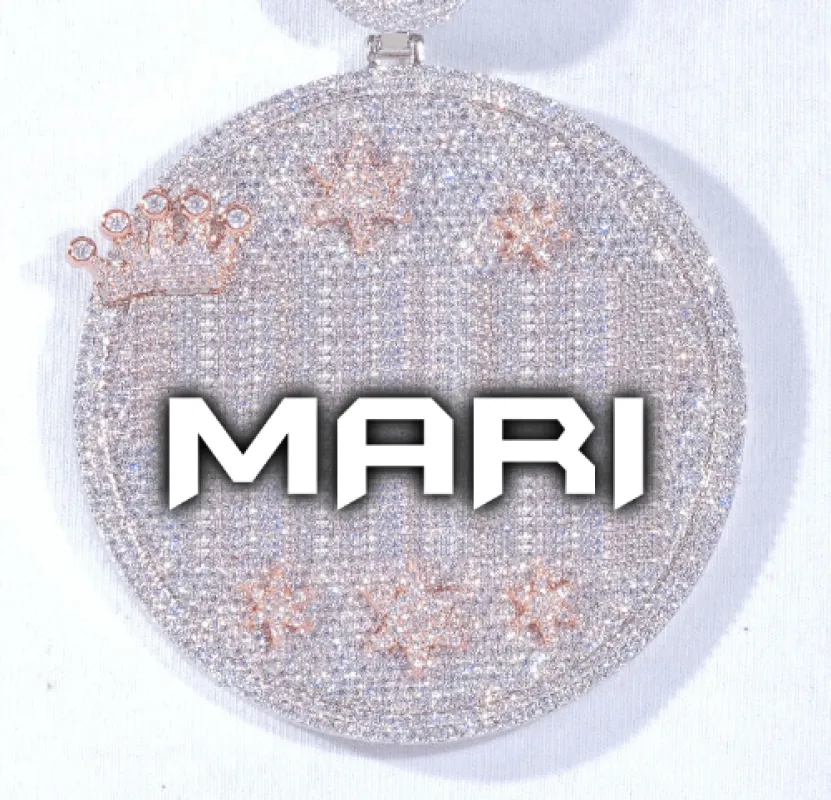CUSTOM LETTER NECKLACE 3D BIG CROWN DISC made by The GUU Shop