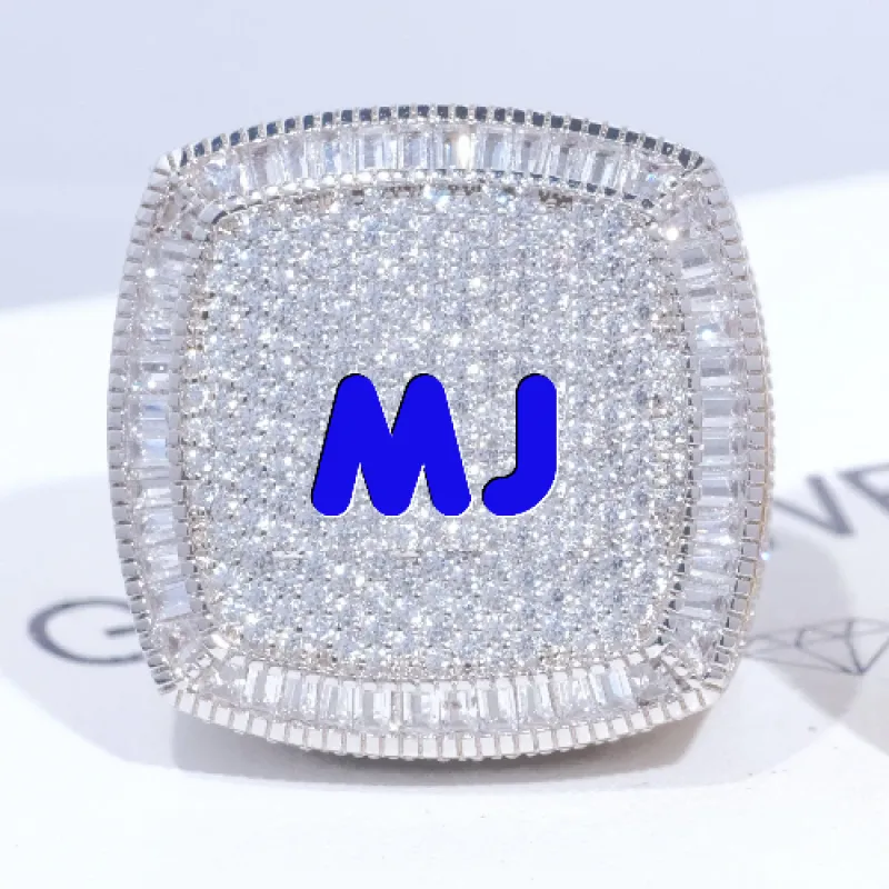 CUSTOM LETTER 3D ICED RING made by The GUU Shop