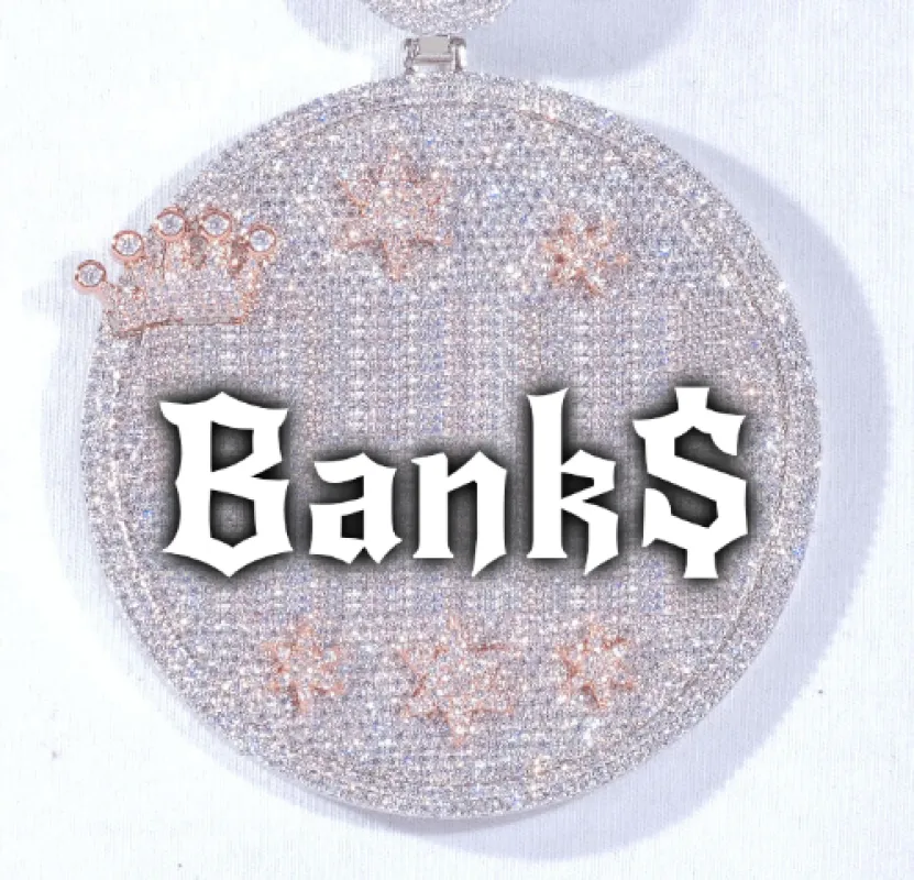 CUSTOM LETTER NECKLACE 3D BIG CROWN DISC made by The GUU Shop