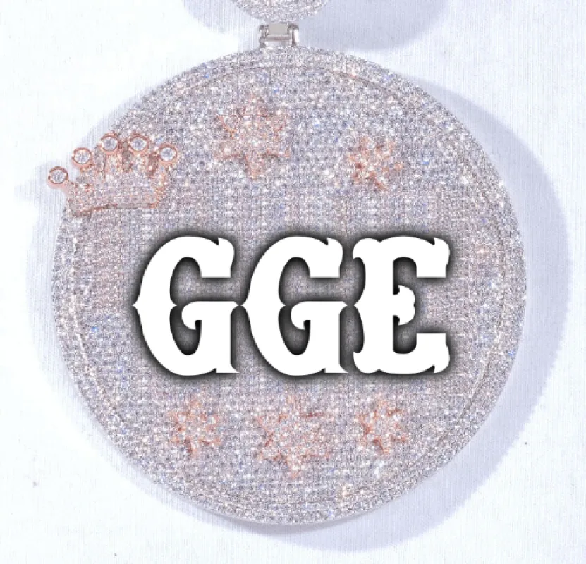 CUSTOM LETTER NECKLACE 3D BIG CROWN DISC made by The GUU Shop