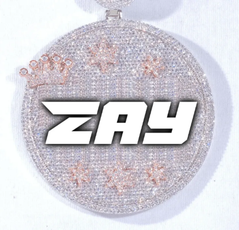 CUSTOM LETTER NECKLACE 3D BIG CROWN DISC sold by The GUU Shop