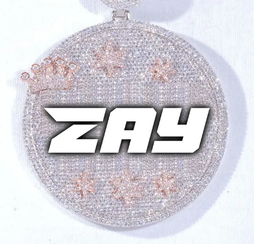 CUSTOM LETTER NECKLACE 3D BIG CROWN DISC sold by The GUU Shop