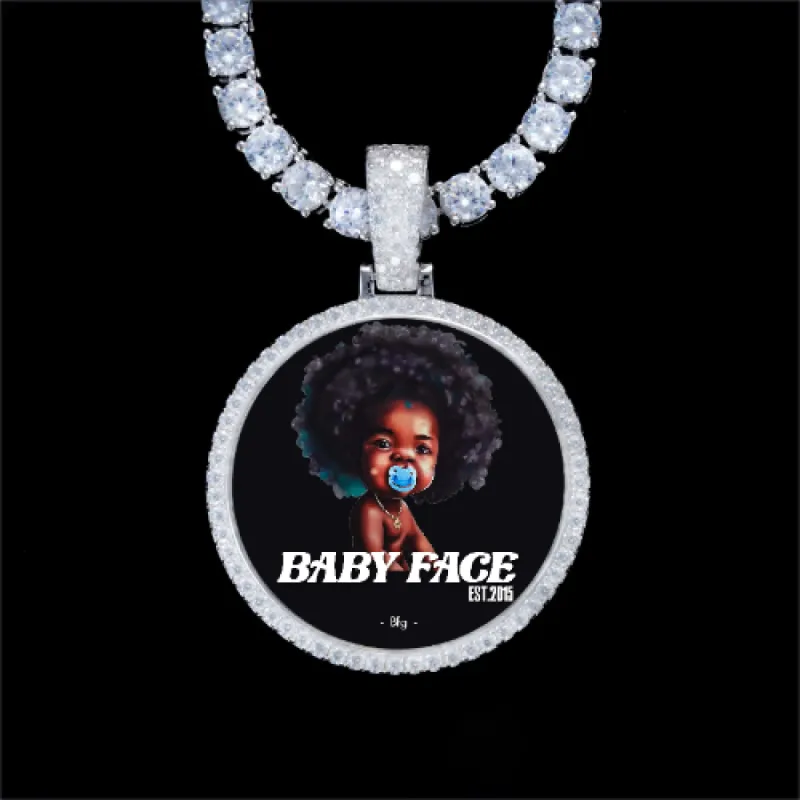 925S & VVS Moissanite 3D Circle Custom Picture Pendant sold by The GUU Shop