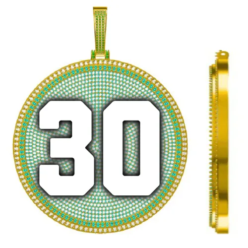 CUSTOM LETTER NECKLACE 3D BIG DISC sold by The GUU Shop