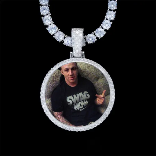 925S & VVS Moissanite 3D Circle Custom Picture Pendant sold by The GUU Shop