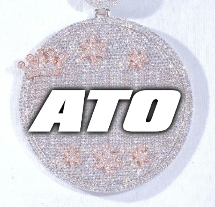 CUSTOM LETTER NECKLACE 3D BIG CROWN DISC sold by The GUU Shop