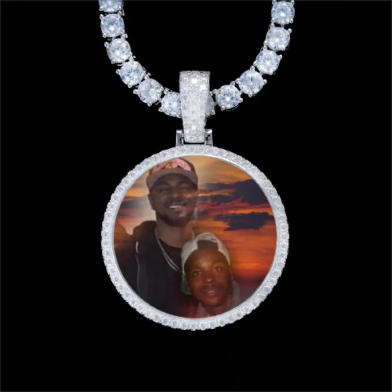 925S & VVS Moissanite 3D Circle Custom Picture Pendant sold by The GUU Shop