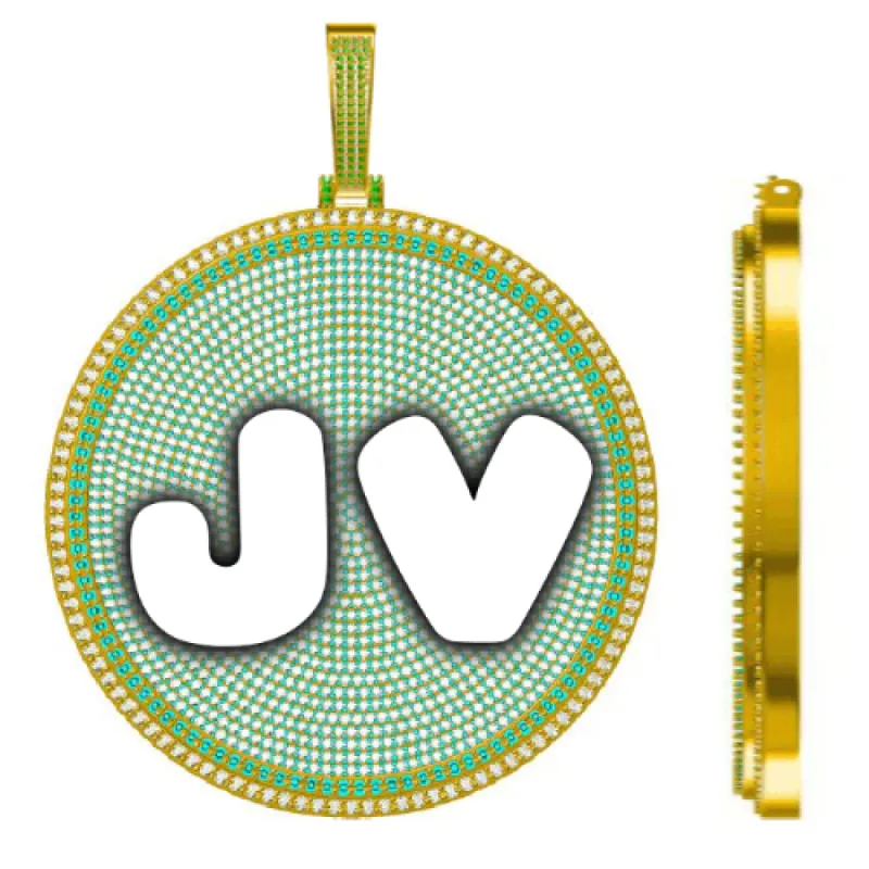 CUSTOM LETTER NECKLACE 3D BIG DISC sold by The GUU Shop