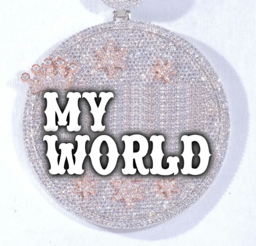 CUSTOM LETTER NECKLACE 3D BIG CROWN DISC sold by The GUU Shop