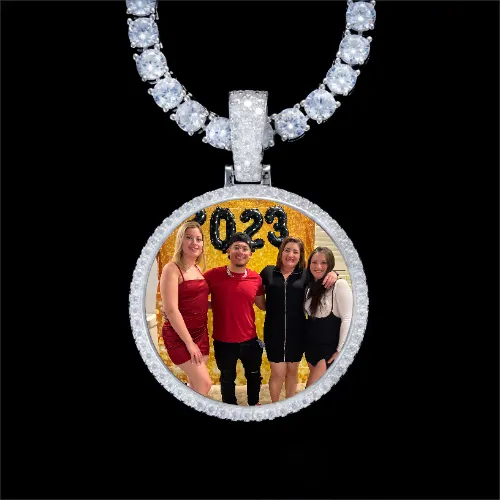 925S & VVS Moissanite 3D Circle Custom Picture Pendant sold by The GUU Shop