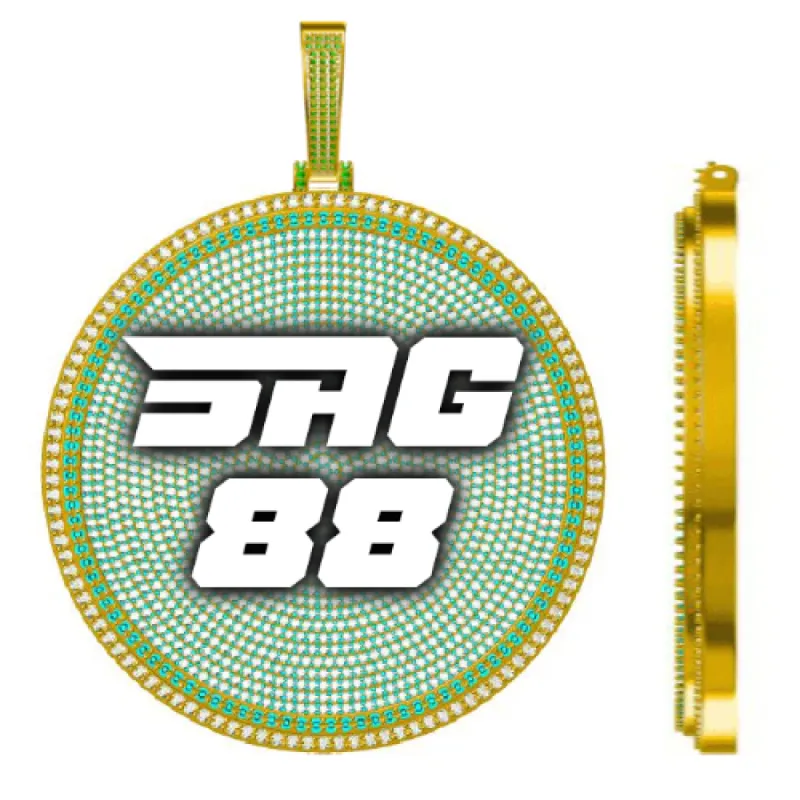 CUSTOM LETTER NECKLACE 3D BIG DISC sold by The GUU Shop