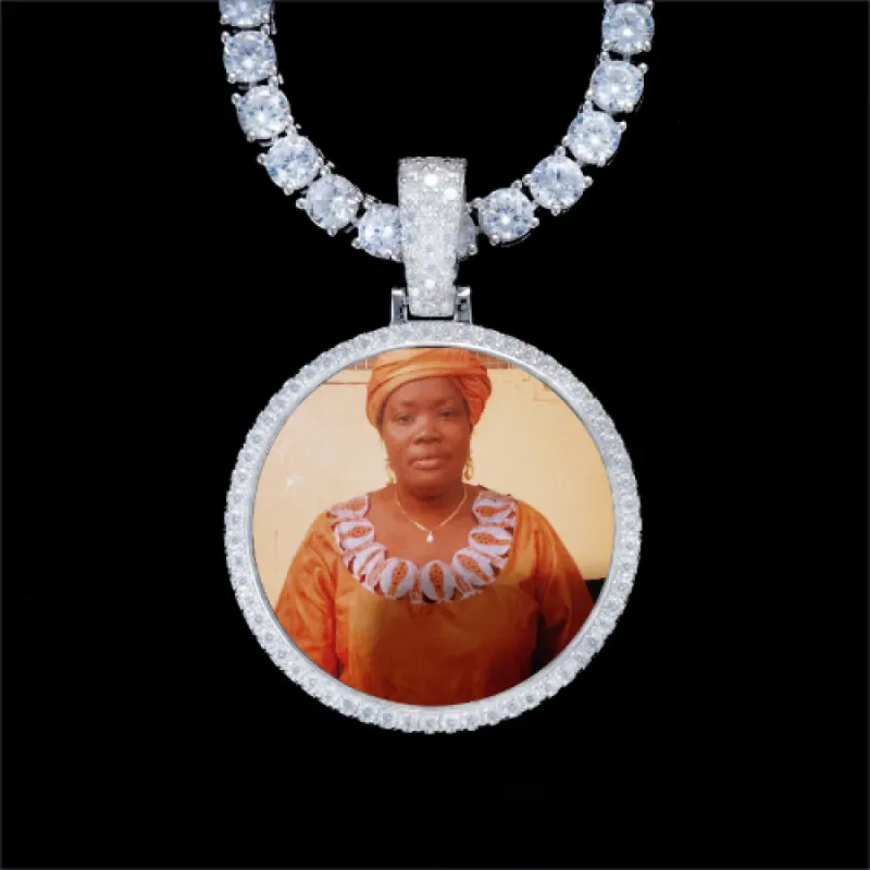 925S & VVS Moissanite 3D Circle Custom Picture Pendant sold by The GUU Shop