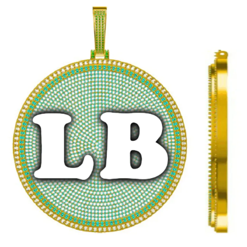 CUSTOM LETTER NECKLACE 3D BIG DISC made by The GUU Shop