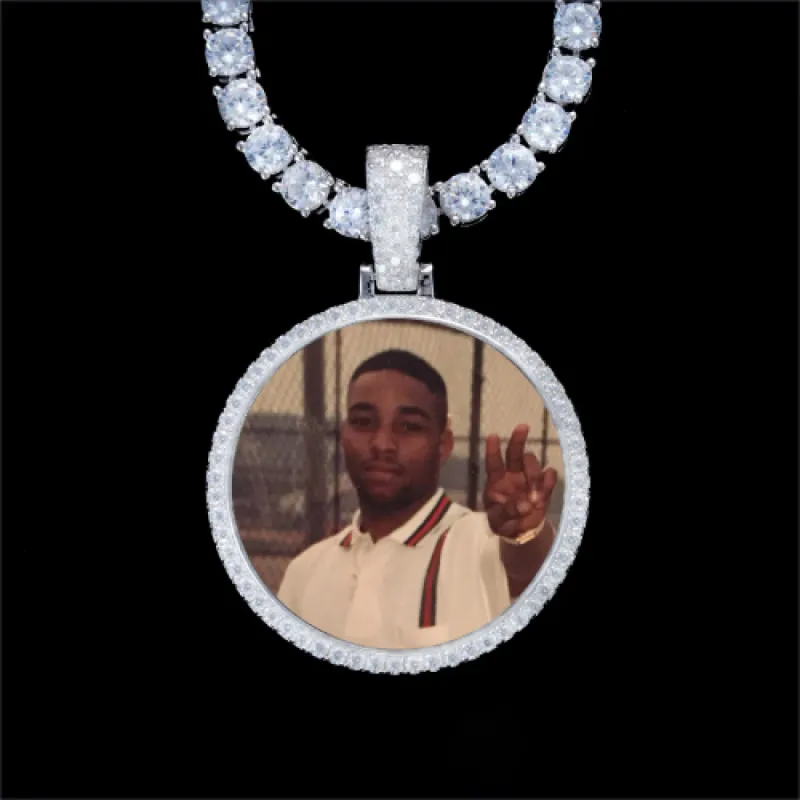 925S & VVS Moissanite 3D Circle Custom Picture Pendant sold by The GUU Shop