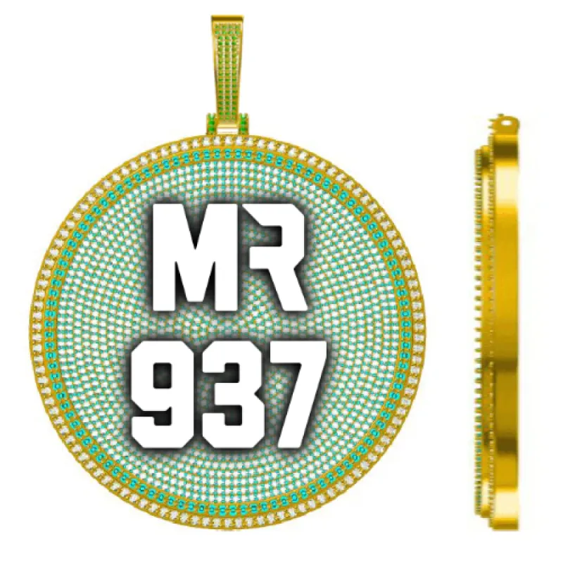 CUSTOM LETTER NECKLACE 3D BIG DISC sold by The GUU Shop