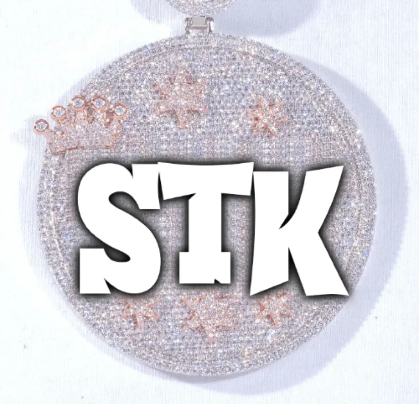 CUSTOM LETTER NECKLACE 3D BIG CROWN DISC sold by The GUU Shop