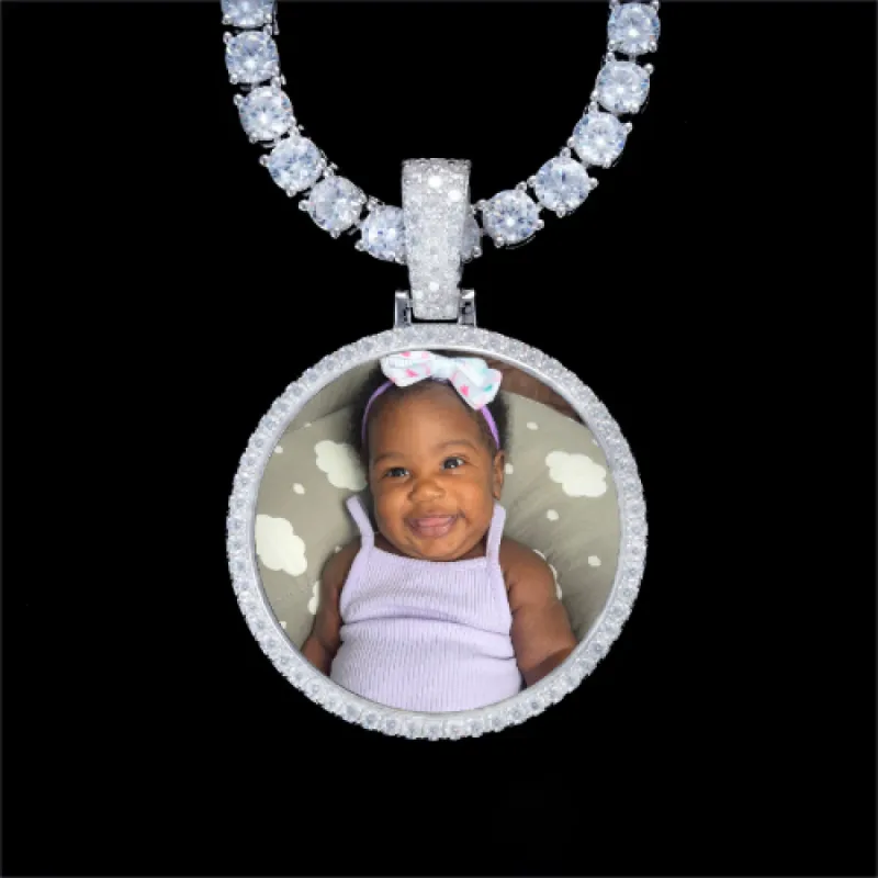 925S & VVS Moissanite 3D Circle Custom Picture Pendant sold by The GUU Shop