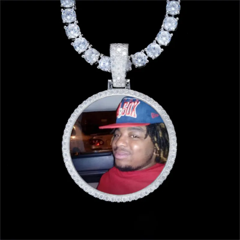 925S & VVS Moissanite 3D Circle Custom Picture Pendant sold by The GUU Shop