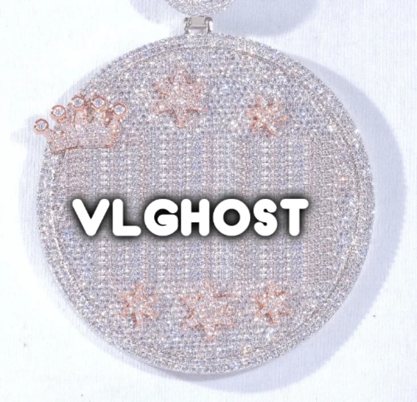 CUSTOM LETTER NECKLACE 3D BIG CROWN DISC sold by The GUU Shop