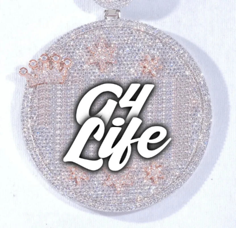 CUSTOM LETTER NECKLACE 3D BIG CROWN DISC sold by The GUU Shop