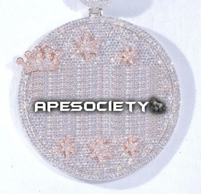 CUSTOM LETTER NECKLACE 3D BIG CROWN DISC sold by The GUU Shop