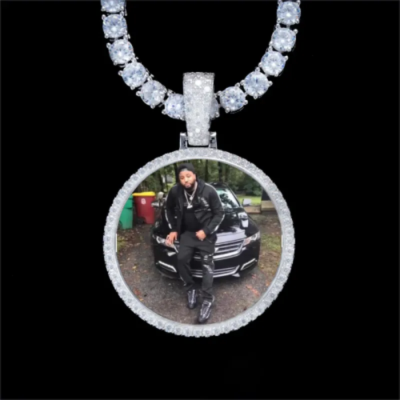 925S & VVS Moissanite 3D Circle Custom Picture Pendant sold by The GUU Shop