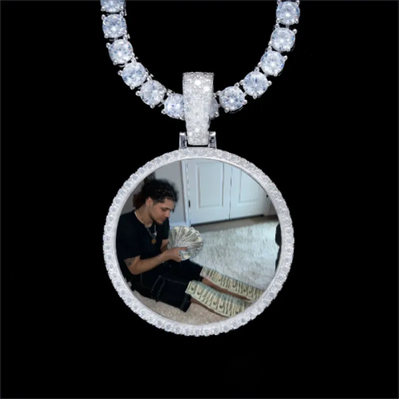 925S & VVS Moissanite 3D Circle Custom Picture Pendant sold by The GUU Shop