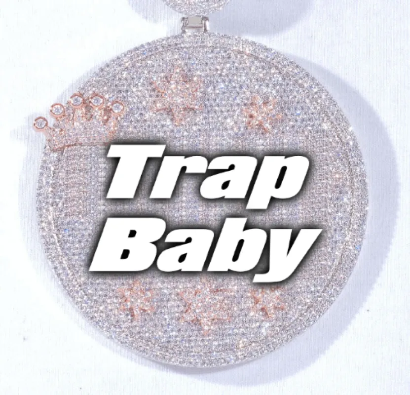 CUSTOM LETTER NECKLACE 3D BIG CROWN DISC sold by The GUU Shop