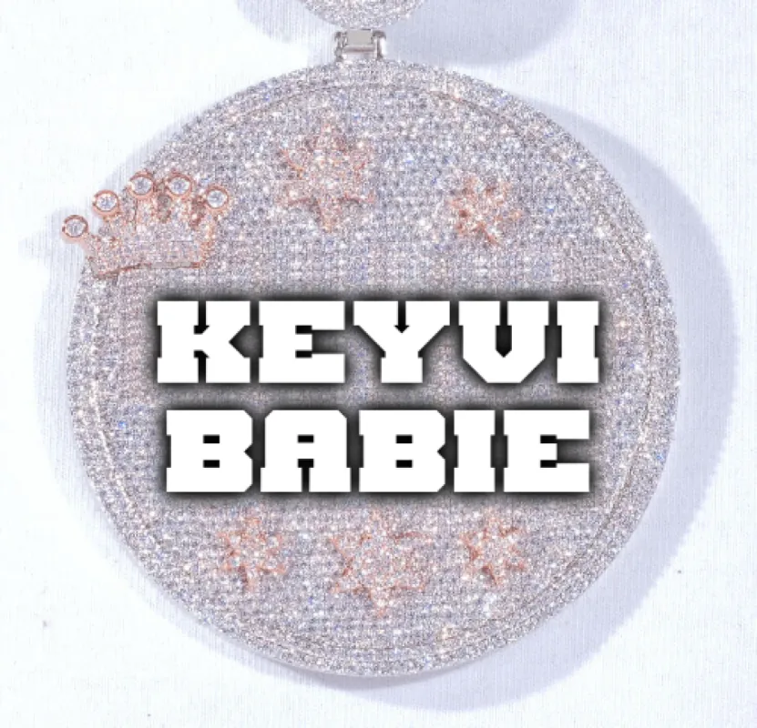 CUSTOM LETTER NECKLACE 3D BIG CROWN DISC sold by The GUU Shop