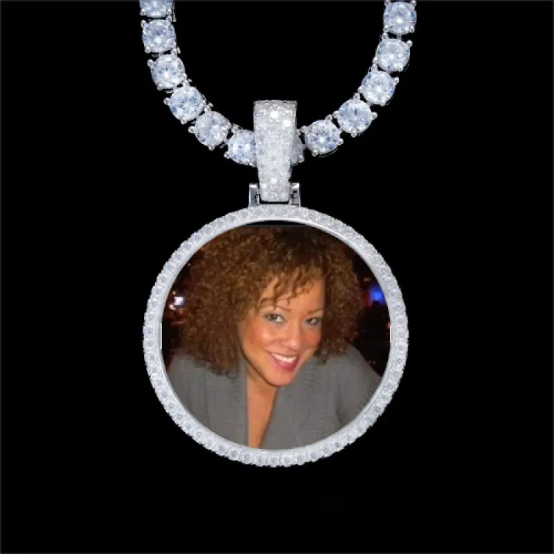 925S & VVS Moissanite 3D Circle Custom Picture Pendant sold by The GUU Shop