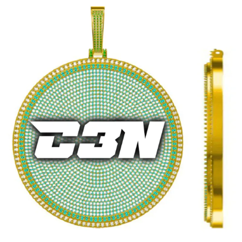 CUSTOM LETTER NECKLACE 3D BIG DISC sold by The GUU Shop